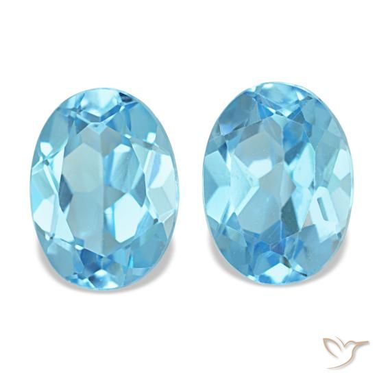 3.16 ctw Blue Topaz Gemstones, Topaz Gems in Oval Facet Shape for Sale.
