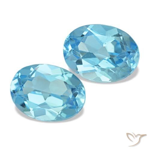 3.16 ctw Blue Topaz Stones, Natural Topaz in Oval Facet Shape for Sale