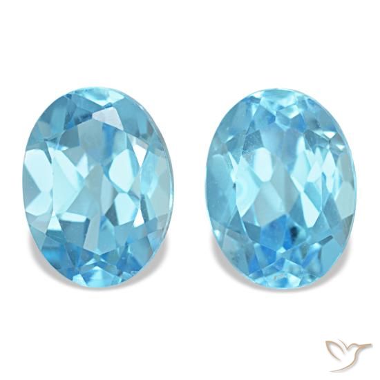 3.36 ctw Blue Topaz Gemstones, Topaz Gems in Oval Facet Shape for Sale.