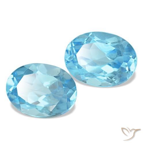 3.36 ctw Blue Topaz Stones, Natural Topaz in Oval Facet Shape for Sale