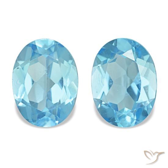 2.95 ctw Blue Topaz Gemstones, Topaz Gems in Oval Facet Shape for Sale.