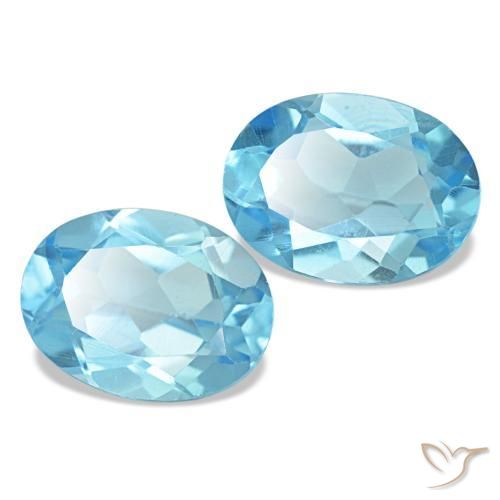 2.95 ctw Blue Topaz Stones, Natural Topaz in Oval Facet Shape for Sale