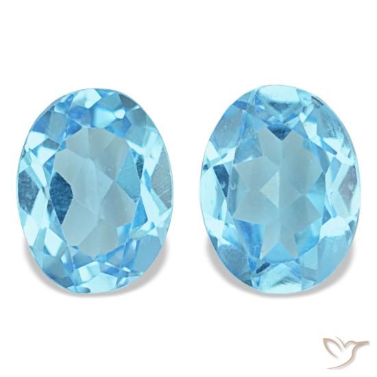 2.96 ctw Blue Topaz Gemstones, Topaz Gems in Oval Facet Shape for Sale.