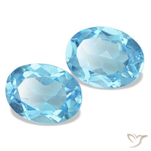 2.96 ctw Blue Topaz Stones, Natural Topaz in Oval Facet Shape for Sale
