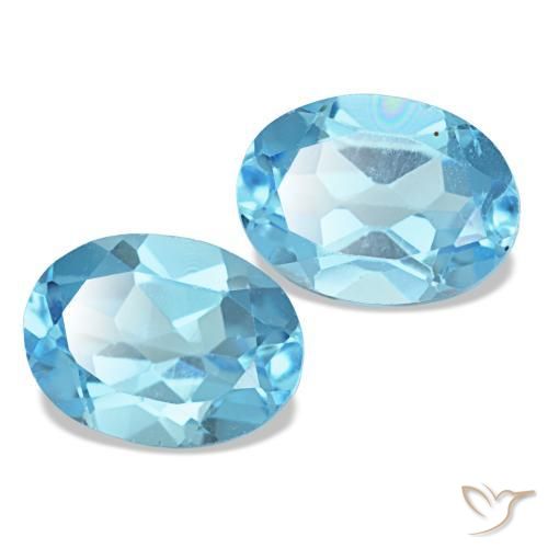 3.25 ctw Blue Topaz Stones, Natural Topaz in Oval Facet Shape for Sale