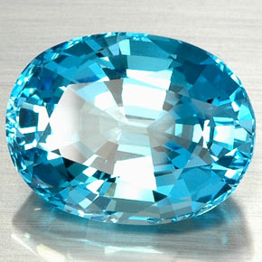 22.73 ct Blue Topaz Stone, Natural Topaz in Oval Facet Shape for Sale