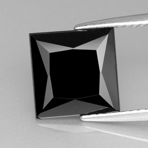 3.06 ct Black Tourmaline Gemstone, Tourmaline Gem in Square Facet Shape for Sale.