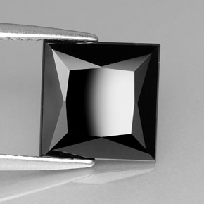 3.06 ct Black Tourmaline Stone, Natural Tourmaline in Square Facet Shape for Sale