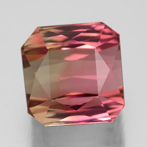 5.26 ct Bi-color Tourmaline Gemstone, Tourmaline Gem in Octagon / Scissor Cut Shape for Sale.