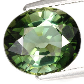 3.55 ct Green Tourmaline Gemstone, Tourmaline Gem in Oval Facet Shape for Sale.