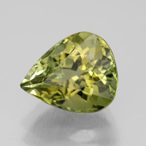 3.22 ct Green Tourmaline Stone, Natural Tourmaline in Pear Facet Shape for Sale