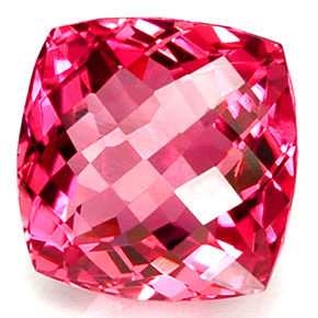 7.86 ct Red Tourmaline Gemstone, Tourmaline Gem in Cushion Checkerboard Shape for Sale.