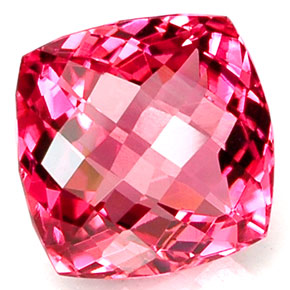 7.86 ct Red Tourmaline Stone, Natural Tourmaline in Cushion Checkerboard Shape for Sale