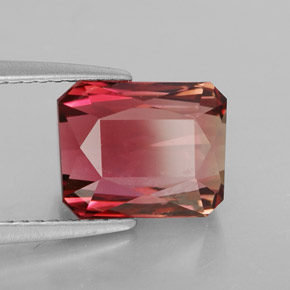 3.90 ct Bi-color Tourmaline Stone, Natural Tourmaline in Octagon / Scissor Cut Shape for Sale