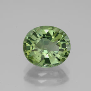3.30 ct Green Tourmaline Gemstone, Tourmaline Gem in Oval Checkerboard Shape for Sale.