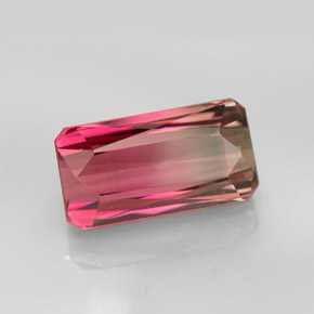 6.44 ct Bi-color Tourmaline Stone, Natural Tourmaline in Octagon / Scissor Cut Shape for Sale