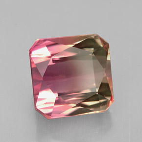 7.51 ct Bi-color Tourmaline Stone, Natural Tourmaline in Octagon / Scissor Cut Shape for Sale