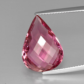 9.65 ct Pink Tourmaline Gemstone, Tourmaline Gem in Pear Checkerboard Shape for Sale.