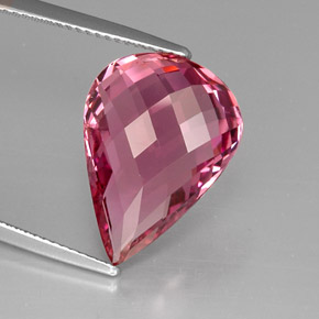 9.65 ct Pink Tourmaline Stone, Natural Tourmaline in Pear Checkerboard Shape for Sale