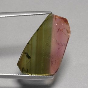 12.07 ct Multicolor Tourmaline Stone, Natural Tourmaline in Sliced Crystal Shape for Sale