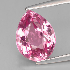 3.39 ct Pink Tourmaline Stone, Natural Tourmaline in Pear Facet Shape for Sale