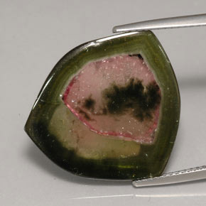 12.35 ct Multicolor Tourmaline Stone, Natural Tourmaline in Sliced Crystal Shape for Sale