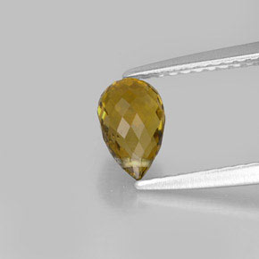 0.83 ct Yellow Tourmaline Gemstone, Tourmaline Gem in Briolette with Hole Shape for Sale.