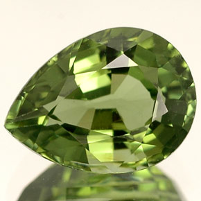 1.35 ct Green Tourmaline Gemstone, Tourmaline Gem in Pear Facet Shape for Sale.