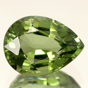 1.35 ct Green Tourmaline Stone, Natural Tourmaline in Pear Facet Shape for Sale