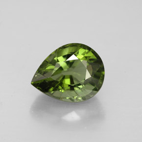 1.85 ct Green Tourmaline Gemstone, Tourmaline Gem in Pear Facet Shape for Sale.