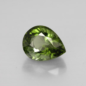 1.85 ct Green Tourmaline Stone, Natural Tourmaline in Pear Facet Shape for Sale