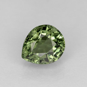 1.29 ct Green Tourmaline Gemstone, Tourmaline Gem in Pear Facet Shape for Sale.