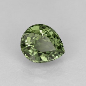 1.29 ct Green Tourmaline Stone, Natural Tourmaline in Pear Facet Shape for Sale