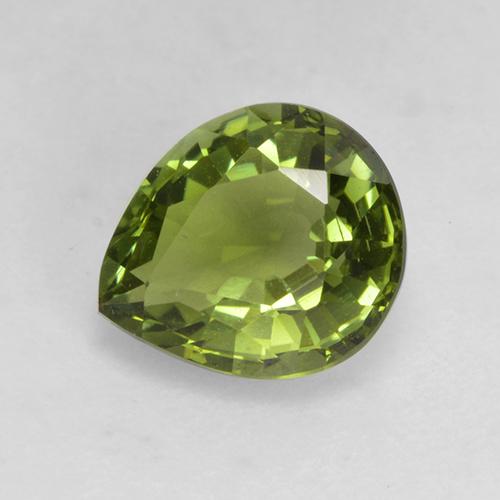1.19 ct Green Tourmaline Stone, Natural Tourmaline in Pear Facet Shape for Sale
