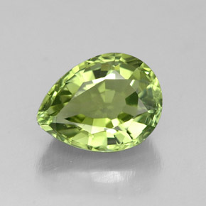 1.82 ct Green Tourmaline Gemstone, Tourmaline Gem in Pear Facet Shape for Sale.