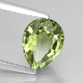 1.82 ct Green Tourmaline Stone, Natural Tourmaline in Pear Facet Shape for Sale