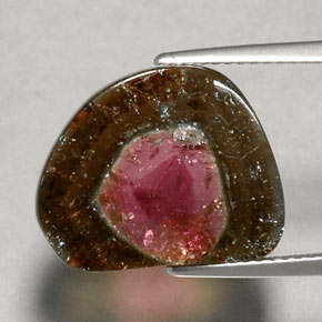 6.79 ct Multicolor Tourmaline Gemstone, Tourmaline Gem in Sliced Crystal Shape for Sale.