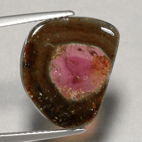 6.79 ct Multicolor Tourmaline Stone, Natural Tourmaline in Sliced Crystal Shape for Sale