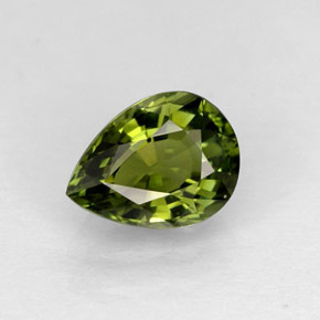 0.91 ct Green Tourmaline Gemstone, Tourmaline Gem in Pear Facet Shape for Sale.