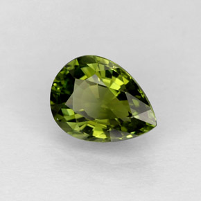 0.91 ct Green Tourmaline Stone, Natural Tourmaline in Pear Facet Shape for Sale