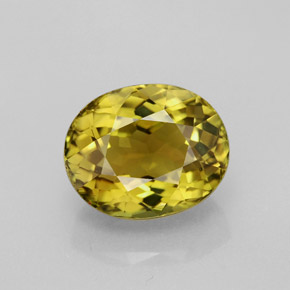3.97 ct Yellow Tourmaline Gemstone, Tourmaline Gem in Oval Facet Shape for Sale.