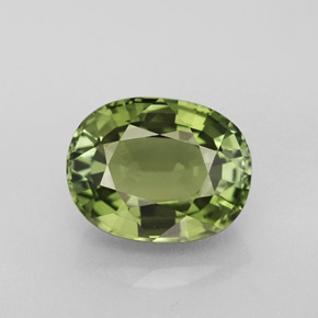 3.72 ct Green Tourmaline Gemstone, Tourmaline Gem in Oval Facet Shape for Sale.