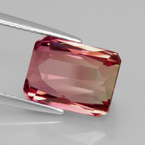 5.54 ct Bi-color Tourmaline Stone, Natural Tourmaline in Octagon / Scissor Cut Shape for Sale