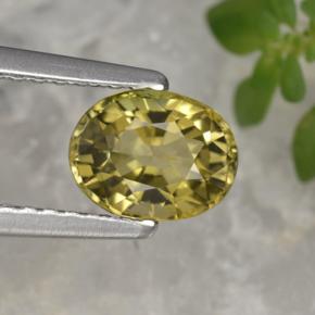 0.92 ct Yellow Tourmaline Gemstone, Tourmaline Gem in Oval Facet Shape for Sale.