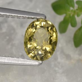 0.92 ct Yellow Tourmaline Stone, Natural Tourmaline in Oval Facet Shape for Sale