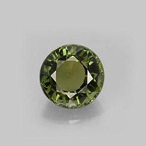 1.28 ct Green Tourmaline Gemstone, Tourmaline Gem in Round Facet Shape for Sale.