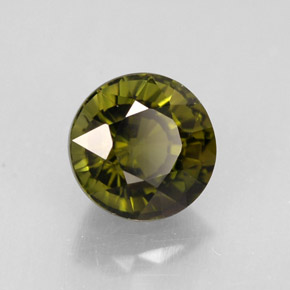 1.40 ct Green Tourmaline Gemstone, Tourmaline Gem in Round Facet Shape for Sale.
