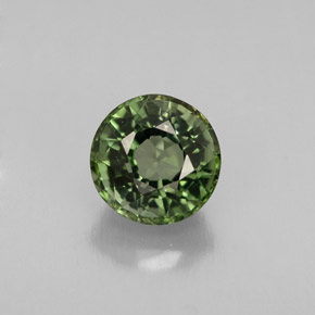 1.26 ct Green Tourmaline Gemstone, Tourmaline Gem in Round Facet Shape for Sale.