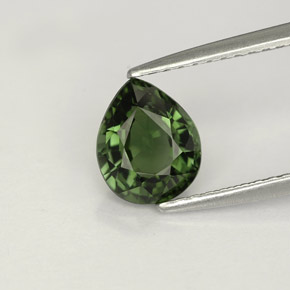 1.19 ct Green Tourmaline Stone, Natural Tourmaline in Pear Facet Shape for Sale