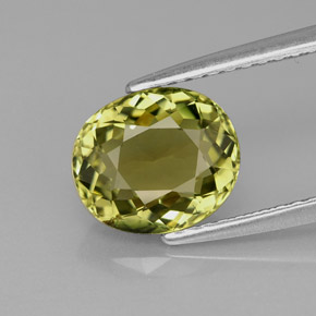 1.93 ct Green Tourmaline Gemstone, Tourmaline Gem in Oval Facet Shape for Sale.